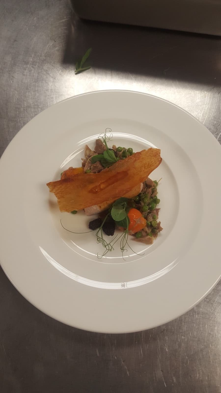 Guinea hen | English peas | baby carrots | micro watercress | blackberry